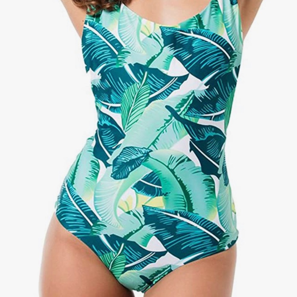 Qpladlse Palm Tree Print One Piece